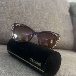 Roberto Cavalli Brown and Black cheetah accent Sunglasses